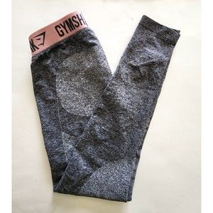 Gymshark Flex Leggings Dry Moisture Management Black White Booty Sculpting Sz LG